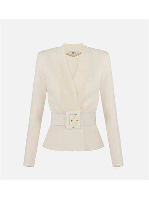 GIACCA IN MAGLIA CON CINTURA ELISABETTA FRANCHI | MK48S57E2DZ9 Milk